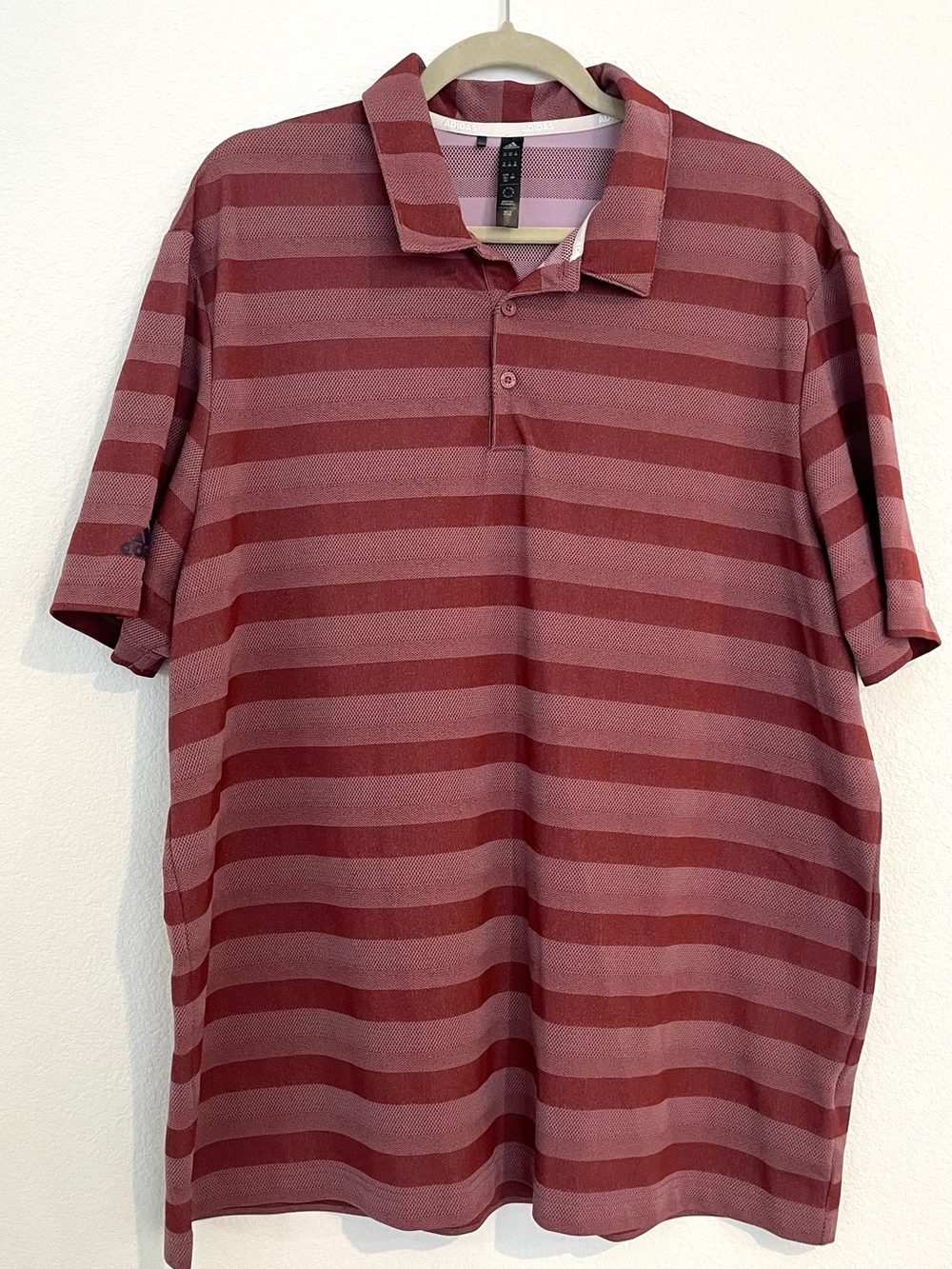 adidas Men's 2XL Burgundy Striped Polo